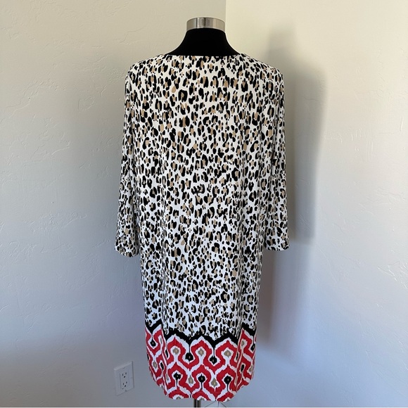 Chico's Animal-Print Shift Midi Dress Stretch Boho Size 16/18P - Picture 7 of 11